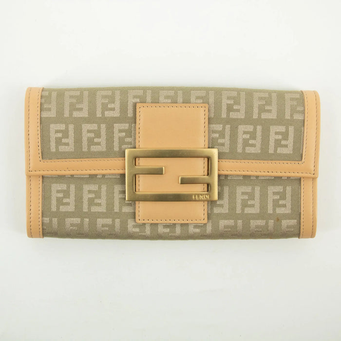 Fendi Beige Zucca Zucchino Mamma Canvas x Leather Long Wallet #2374 by Bolt Boutique