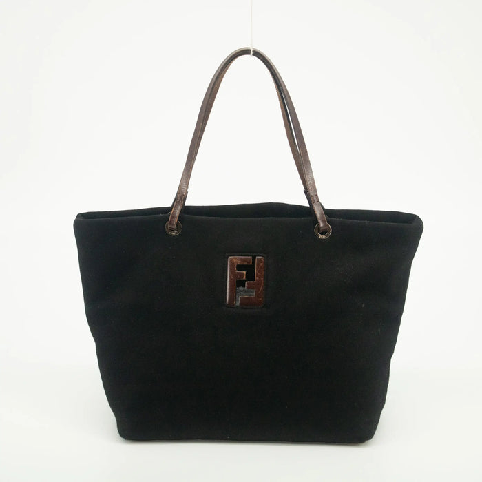 Fendi Black x Brown Velour x Leather Tote Bag #1951 by Bolt Boutique