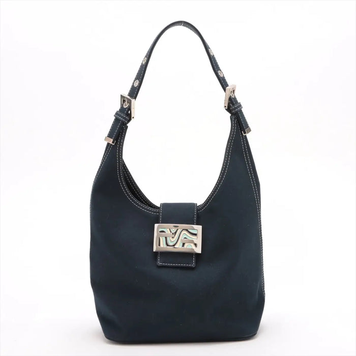 Fendi Canvas Mamma Baguette Shoulder bag Navy Blue 26686 #2611 by Bolt Boutique