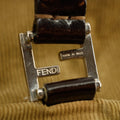 Fendi Corduroy Brown Top Handle Leather Handbag #3242 by Bolt Boutique