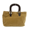 Fendi Corduroy Brown Top Handle Leather Handbag #3242 by Bolt Boutique