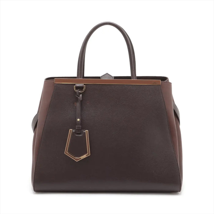 Fendi Dark Brown Two Tone Vitello Toujour Leather 2 Way Handbag 8BH250 #2506 by Bolt Boutique