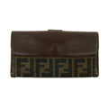 Fendi FF Zucca Leather x Canvas Brown Long Bifold Wallet #3298 by Bolt Boutique