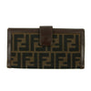 Fendi FF Zucca Leather x Canvas Brown Long Bifold Wallet #3298