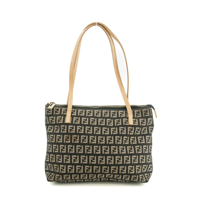 Fendi FF Zucchino Black Canvas Shoulder Bag #3606 by Bolt Boutique