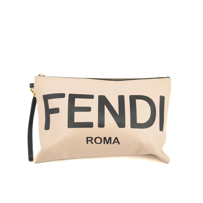 Fendi Flat Slim Large Roma Pink Leather Clutch Bag #3580 by Bolt Boutique