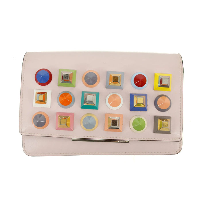 Fendi Leather Rainbow Stud Tub Wallet On a Chain Pink #3307 by Bolt Boutique