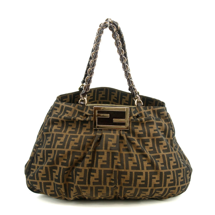 Fendi Mama Baguette Zucca FF Chain Shoulder Bag Brown #3546 by Bolt Boutique