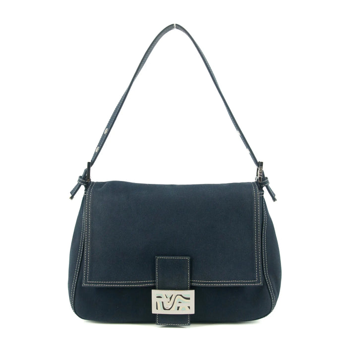 Fendi Mamma Baguette Denim Black Shoulder Bag #5426 by Bolt Boutique