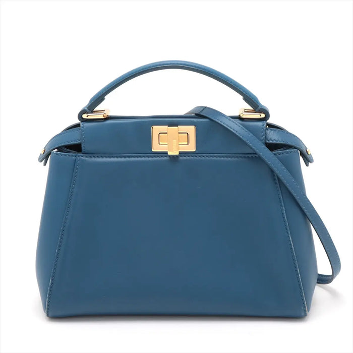 Fendi Mini Peek-a-boo Leather 2 Way Handbag Blue 8BN244 -#2501 by Bolt Boutique