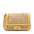 Fendi Nano Bucket Straw & Leather Chain Shoulder Bag Yellow #3260 by Bolt Boutique