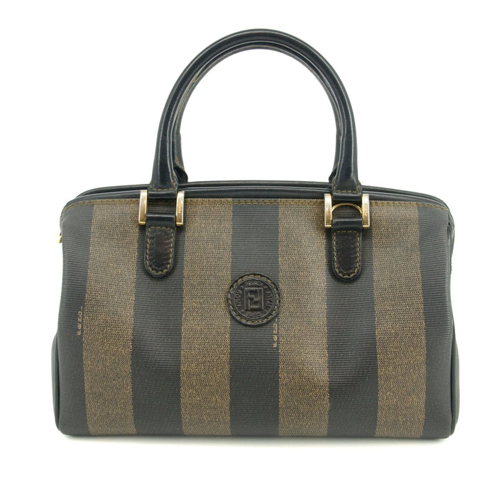 Fendi Pecan Pattern PVC x Leather Mini Boston Bag Black #3603 by Bolt Boutique