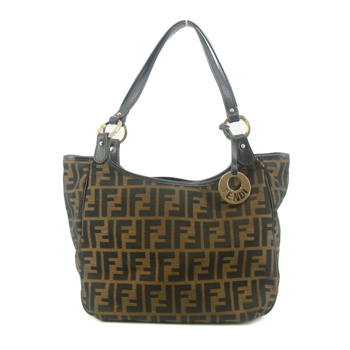 Fendi Shoulder Bag Zucca Canvas Leather Khaki Brown #9210 by Bolt Boutique
