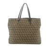 Fendi Tote Zucchino Canvas Leather Brown Beige #9208