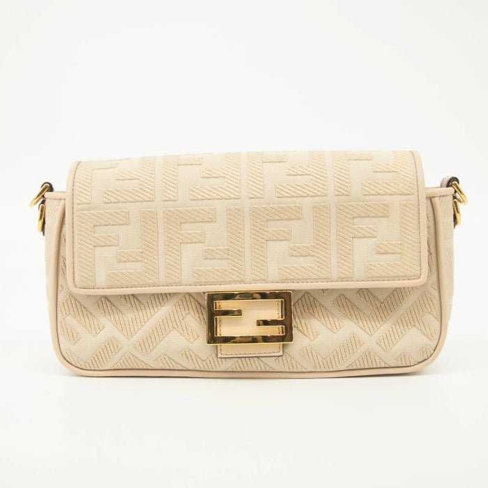 Fendi Zucca Embossed Canvas Vitello FF Crossbody Bag Grey SKU-#2551 by Bolt Boutique