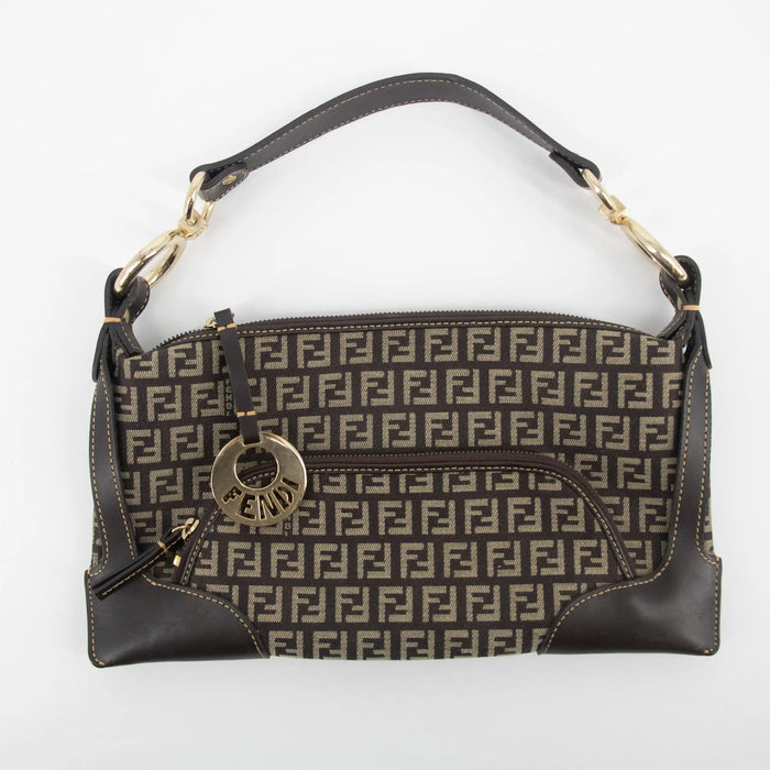 Fendi Zucchino Canvas Cuoio Small Chef Pocket Clutch Bag #2295 by Bolt Boutique