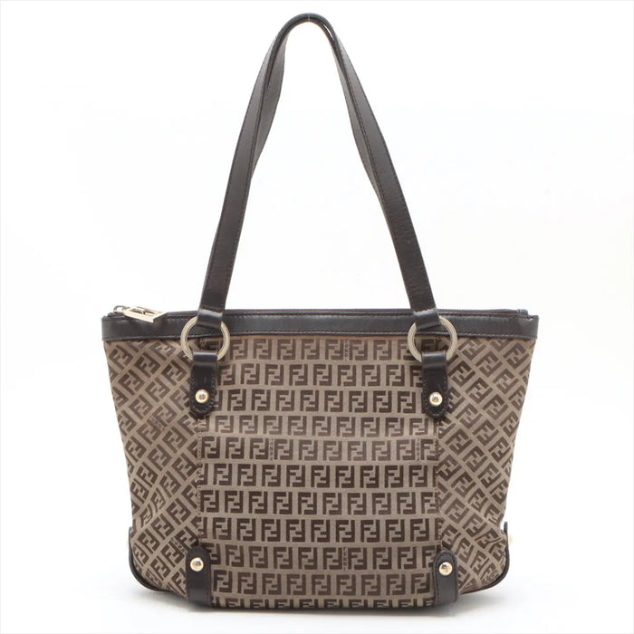 Fendi Zucchino Canvas &amp; Leather Shoulder bag Brown 8BH196 #2328 by Bolt Boutique