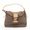 Fendi Zucchino Mamma Baguette Canvas & Leather Handbag Brown #2445