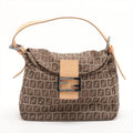 Fendi Zucchino Mamma Baguette Canvas &amp; Leather Handbag Brown #2445 by Bolt Boutique
