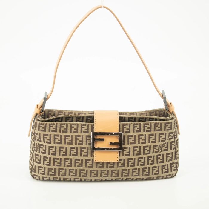 Fendi Zucchino Mamma Bucket Canvas x Leather Pochette Bag #2530 by Bolt Boutique