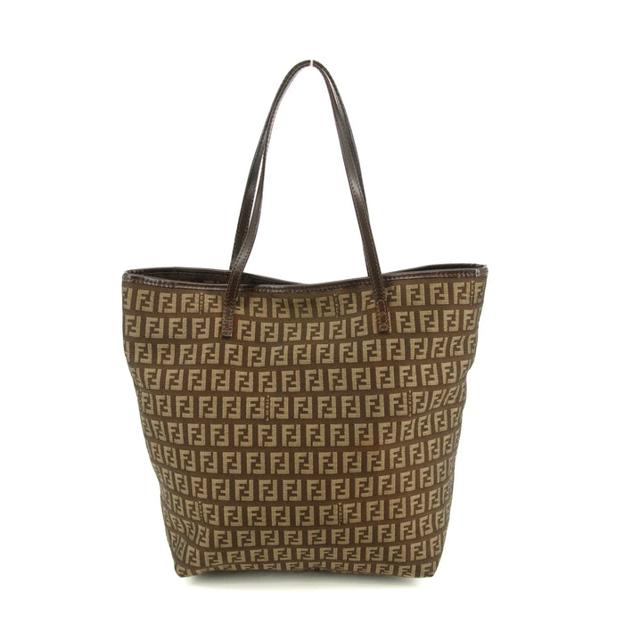 Fendi Zuccino Brown FF Canvas x Leather Shoulder Bag 3183 by Bolt Boutique