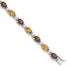 Genuine Multistone Sterling Silver Link Bracelet