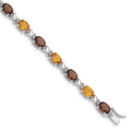 Genuine Multistone Sterling Silver Link Bracelet by Fine Color Jewels