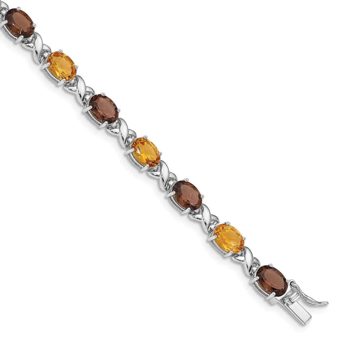 Genuine Multistone Sterling Silver Link Bracelet by Fine Color Jewels
