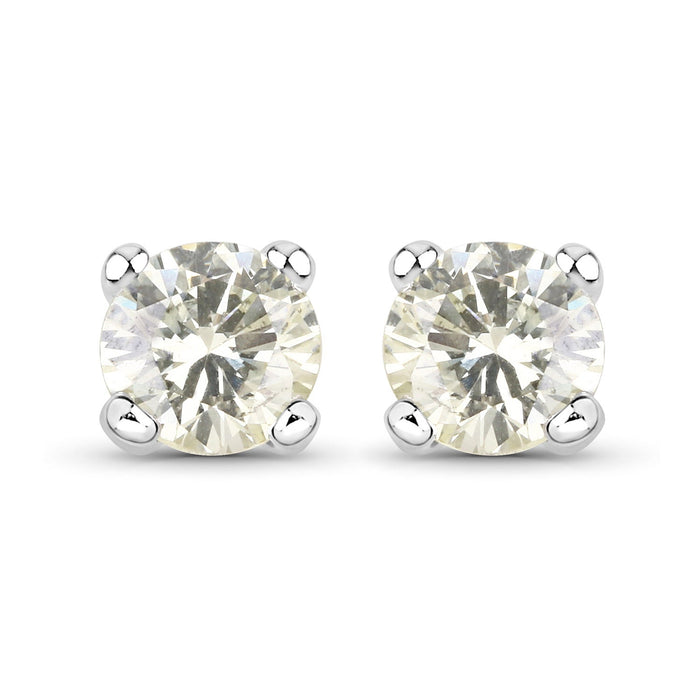 0.71 Carat Genuine White Diamond 14K White Gold Earrings by Bids.com