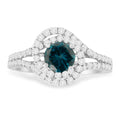 14K White Gold 1-1/3 Cttw White & Blue Diamond Interweaving Double Halo Cocktail Statement Ring (G-H and Fancy Blue Color, SI2-I1 Clarity) - Size 6 by Bids.com