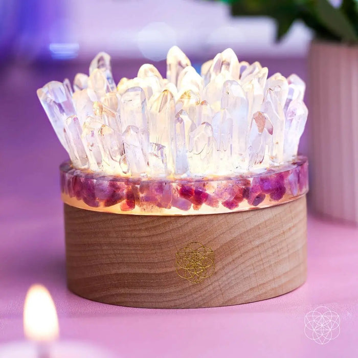 Find My Peace - Quartz & Tourmaline Lamp of Blooming Tranquility by Conscious Items