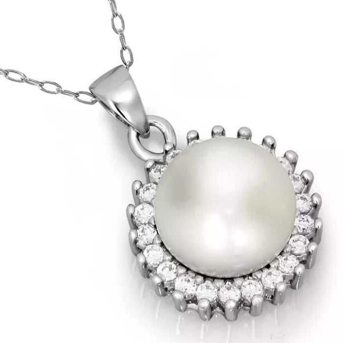 Fine Silver Plated Fancy Pearl Halo Necklace by DailySale