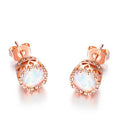 Fire Opal Crown Stud Earrings in 18K Rose Gold Plating by DailySale
