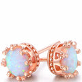 Fire Opal Crown Stud Earrings in 18K Rose Gold Plating by DailySale