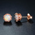 Fire Opal Crown Stud Earrings in 18K Rose Gold Plating by DailySale