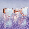 Fire Opal Heart Stud Earrings in 18K Rose Gold Plating by DailySale