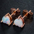 Fire Opal Heart Stud Earrings in 18K Rose Gold Plating by DailySale