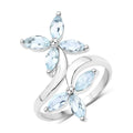 Floral Aquamarine Engagement Ring by Fine Color Jewels