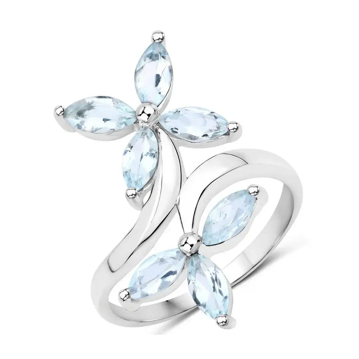 Floral Aquamarine Engagement Ring by Fine Color Jewels