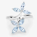 Floral Aquamarine Engagement Ring by Fine Color Jewels