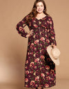 Floral Button-Down Maxi Dress - Burgundy