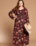 Floral Button-Down Maxi Dress - Burgundy by Boutique 23