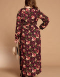 Floral Button-Down Maxi Dress - Burgundy by Boutique 23