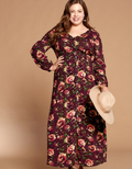 Floral Button-Down Maxi Dress - Burgundy by Boutique 23