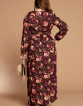 Floral Button-Down Maxi Dress - Burgundy by Boutique 23