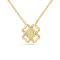 Floral Green Peridot Four Leaf Clover Necklace by Fine Color Jewels