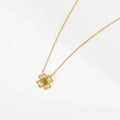 Floral Green Peridot Four Leaf Clover Necklace by Fine Color Jewels