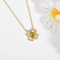 Floral Green Peridot Four Leaf Clover Necklace by Fine Color Jewels