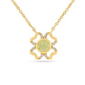 Floral Green Peridot Four Leaf Clover Necklace by Fine Color Jewels