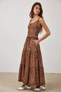 Floral Lace Trim Front Tie Top & Skirt Set by Boutique 23
